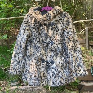 H&M Faux Leopard Fur Jacket w/ Hood